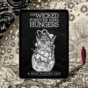 The Game Wicked Forever King Hungers on a tablet with a thematic background.