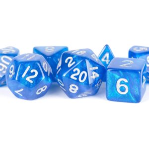 Stardust: Blue w/ Silver Numbers Dice Set