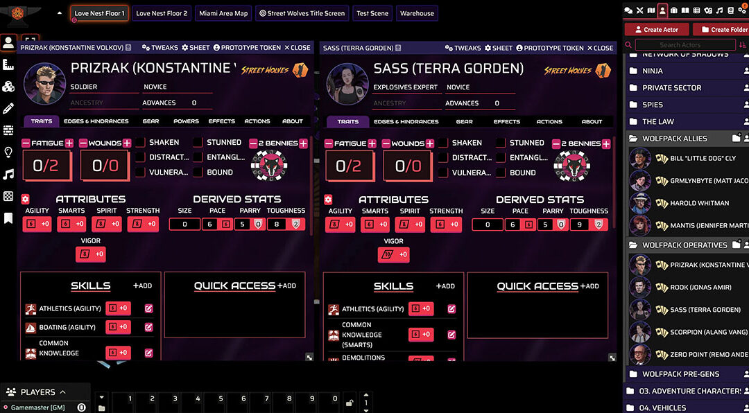 Street Wolves Foundry VTT Module: v1.3 Change Log