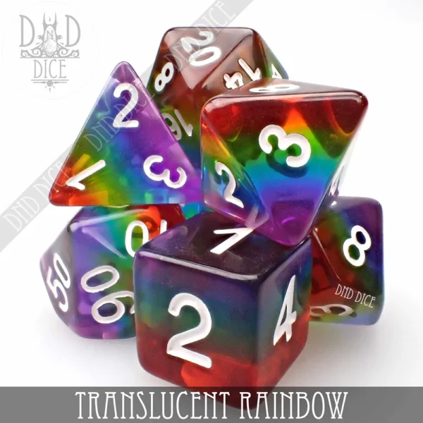 King of Crits Translucent Rainbow Dice Set