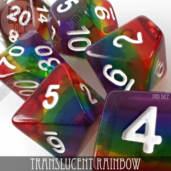 King of Crits Translucent Rainbow Dice Set - Image 2