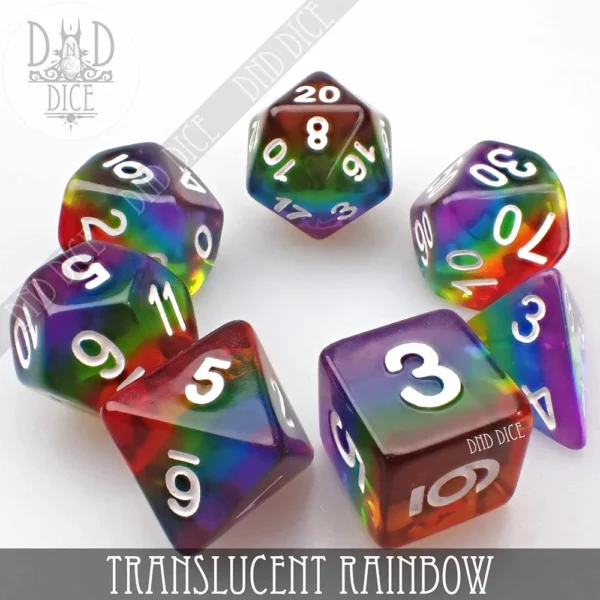 King of Crits Translucent Rainbow Dice Set - Image 3