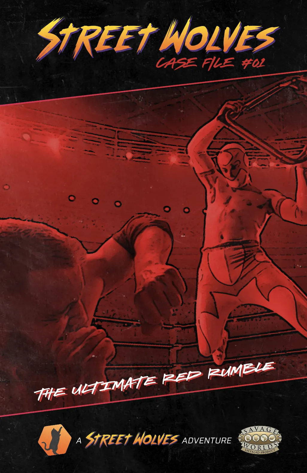 cover to street wolves ultimate red rumble featuring two wrestlers fighting